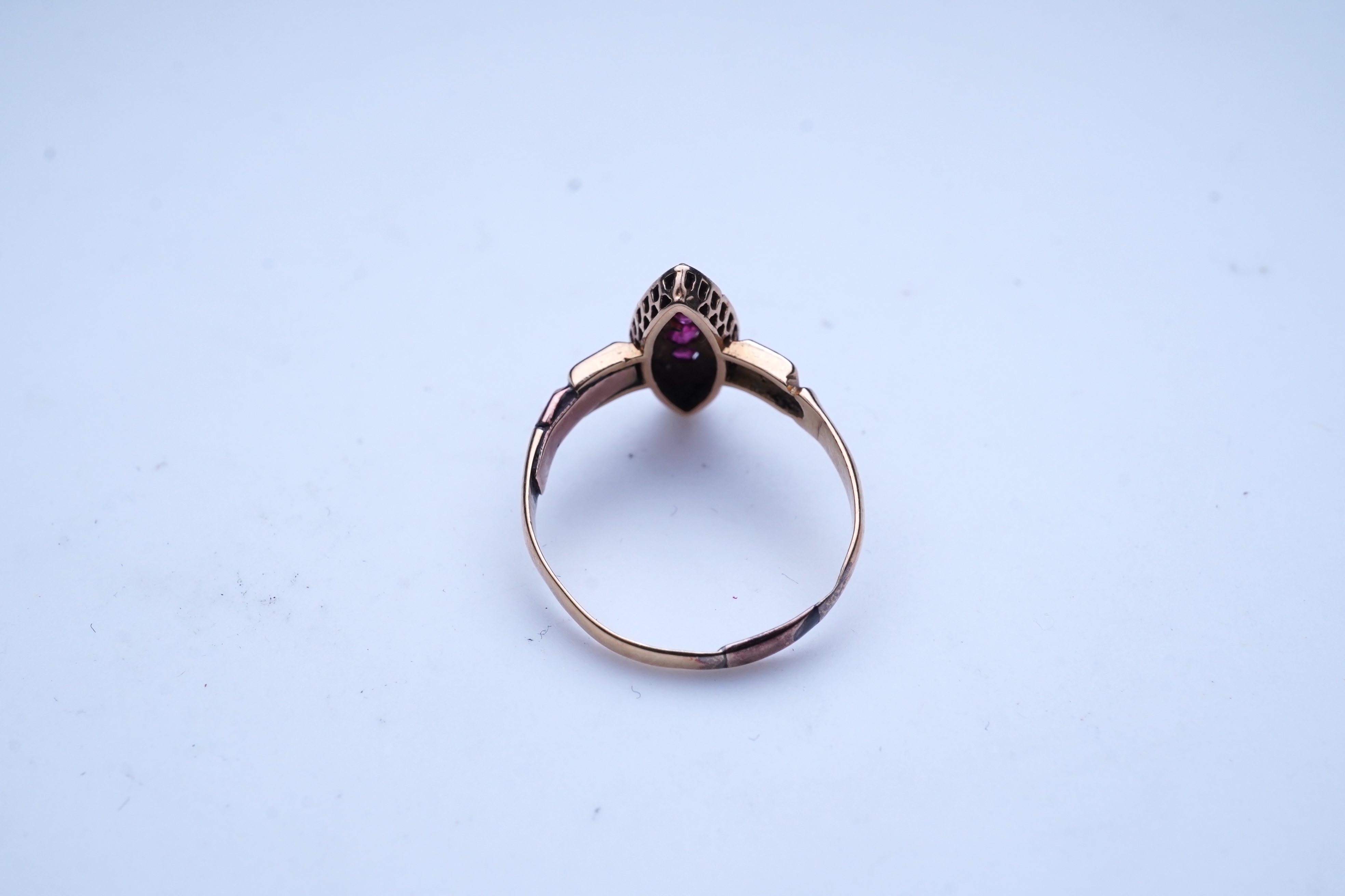 A Victorian ruby and seed pearl ring, circa 1876